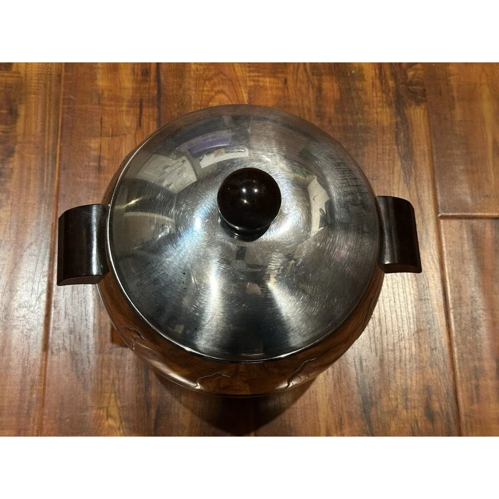 MCM West Bend PENGUIN Ice Bucket Hot & Cold Server with Lid Bakelite Handles EUC